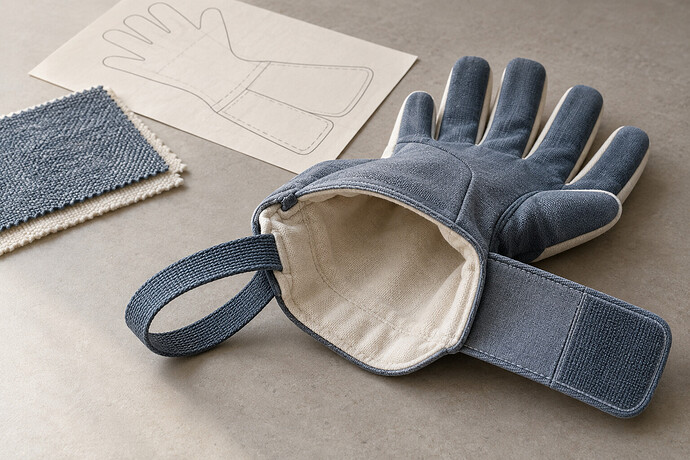 A concept glove with a wide cuff, pull loop and adjustable fastening.